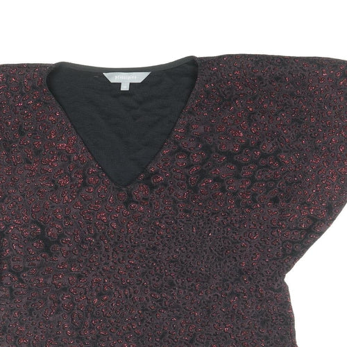 Principles Womens Black Nylon Basic Blouse Size 12 V-Neck