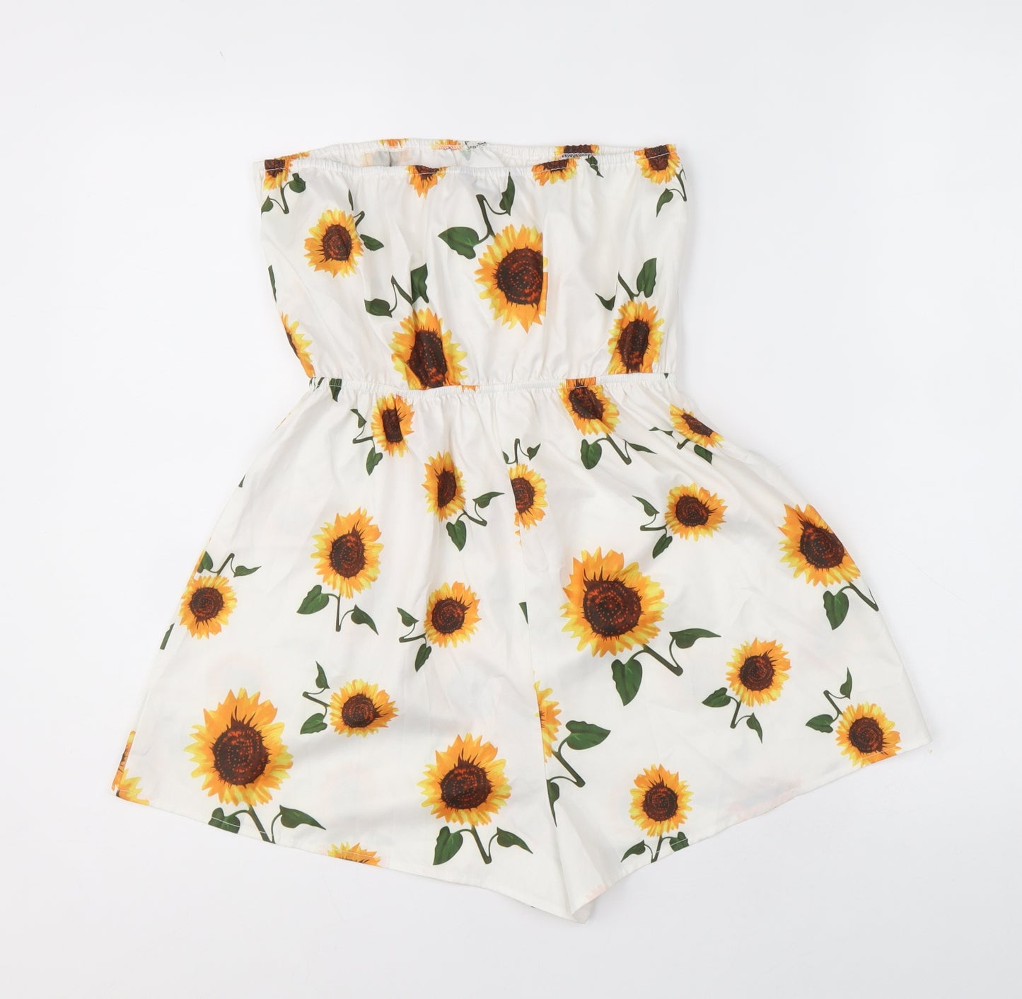 SheIn Womens White Floral Polyester Playsuit One-Piece Size 6 Pullover