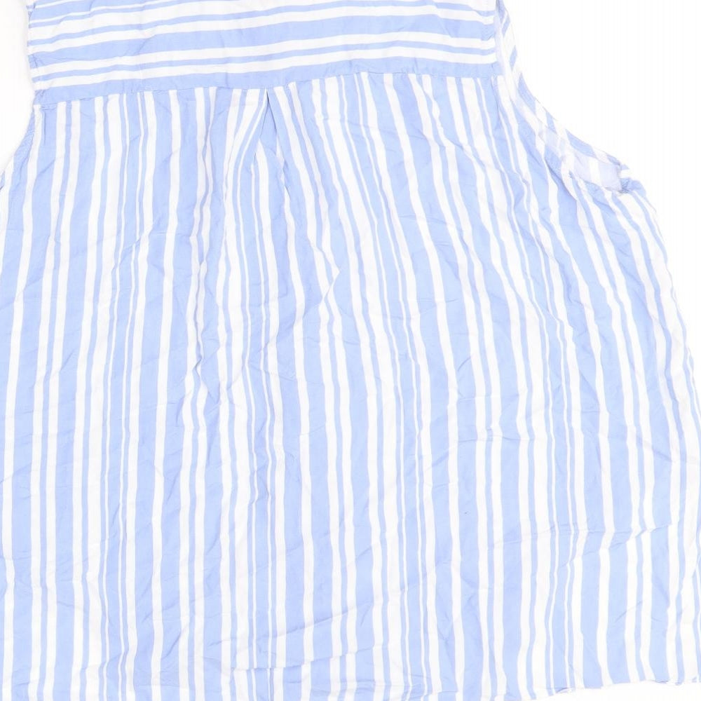 Papaya Womens Blue Striped Viscose Basic Button-Up Size 18 Collared