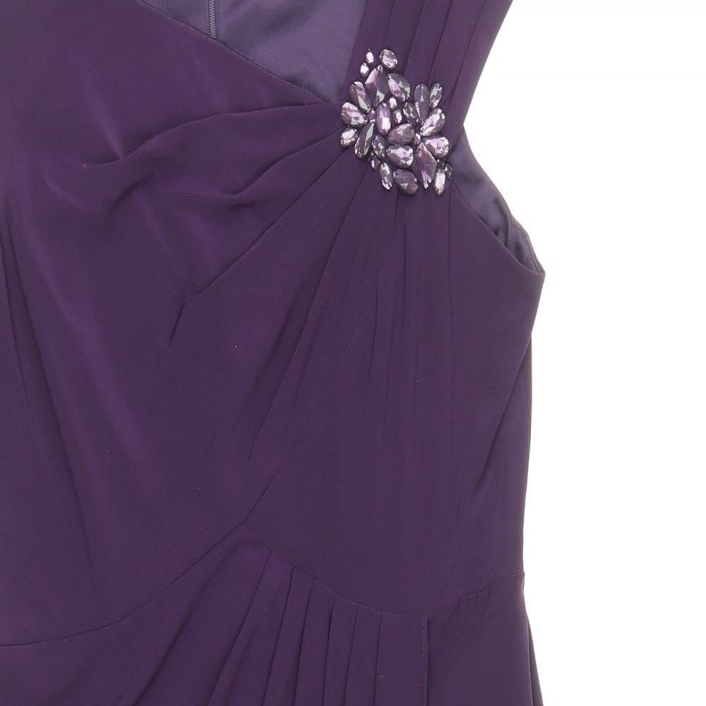 Jessica Howard Womens Purple Polyester Sheath Size 10 V-Neck Zip