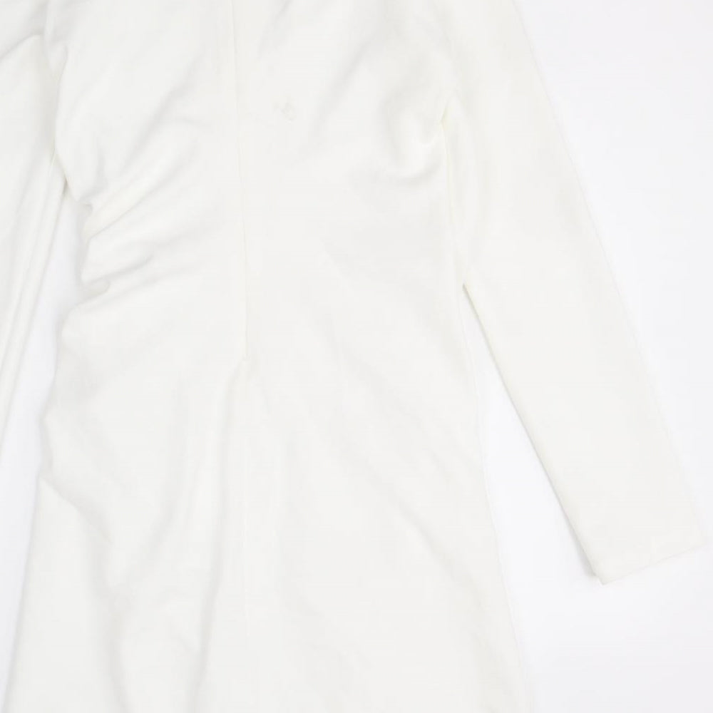 Zara Womens White Polyester A-Line Size M Round Neck Zip