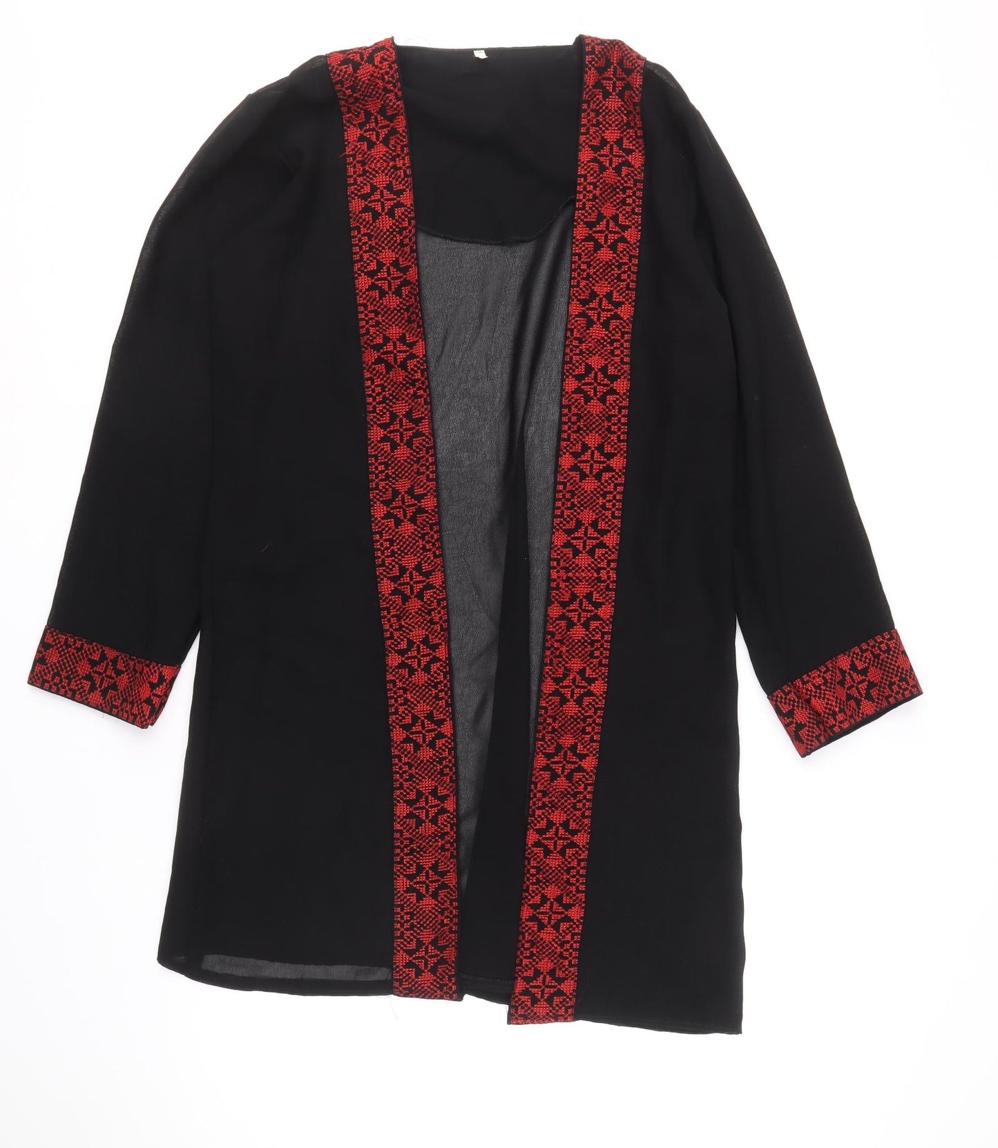 Preworn Womens Black Polyester Kimono Blouse Size 4 V-Neck