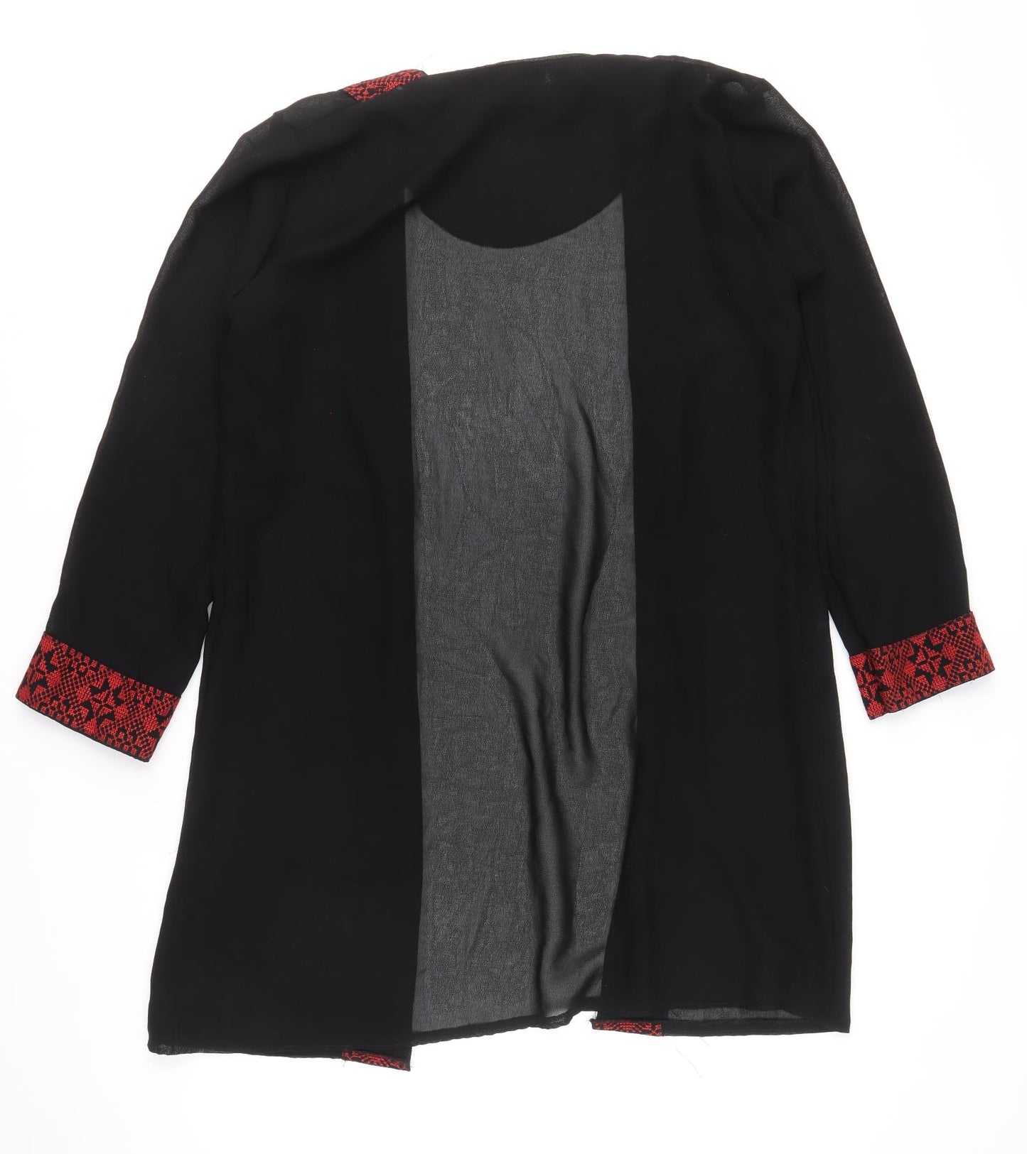 Preworn Womens Black Polyester Kimono Blouse Size 4 V-Neck