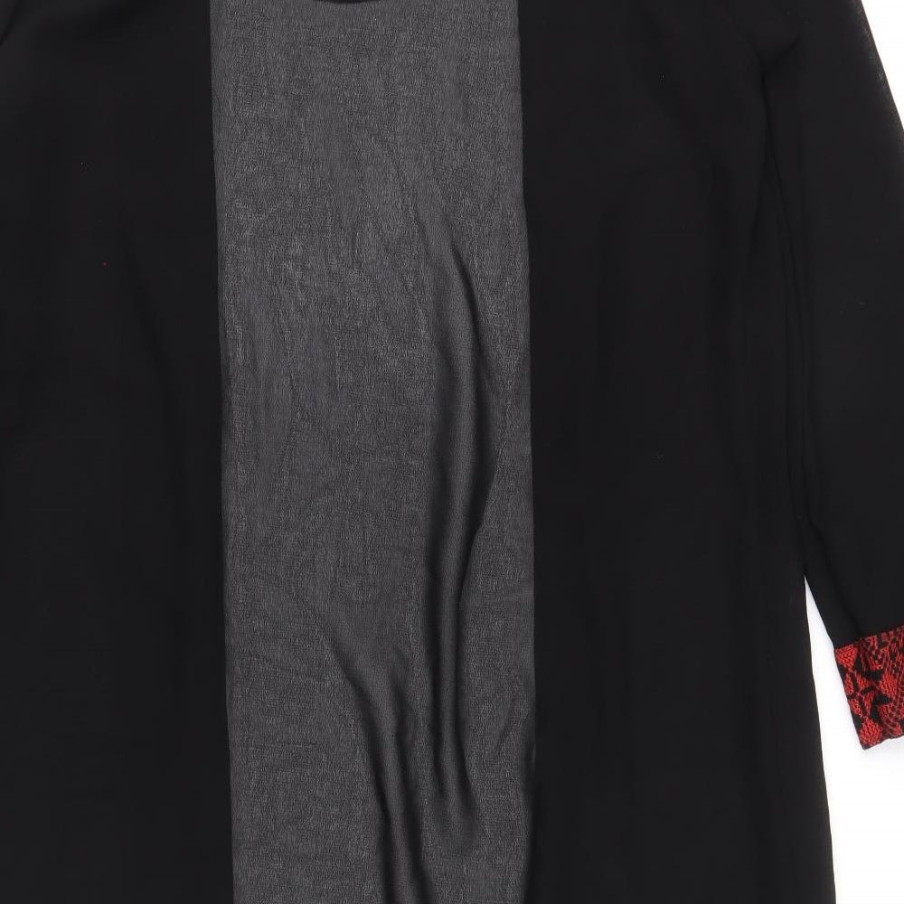 Preworn Womens Black Polyester Kimono Blouse Size 4 V-Neck