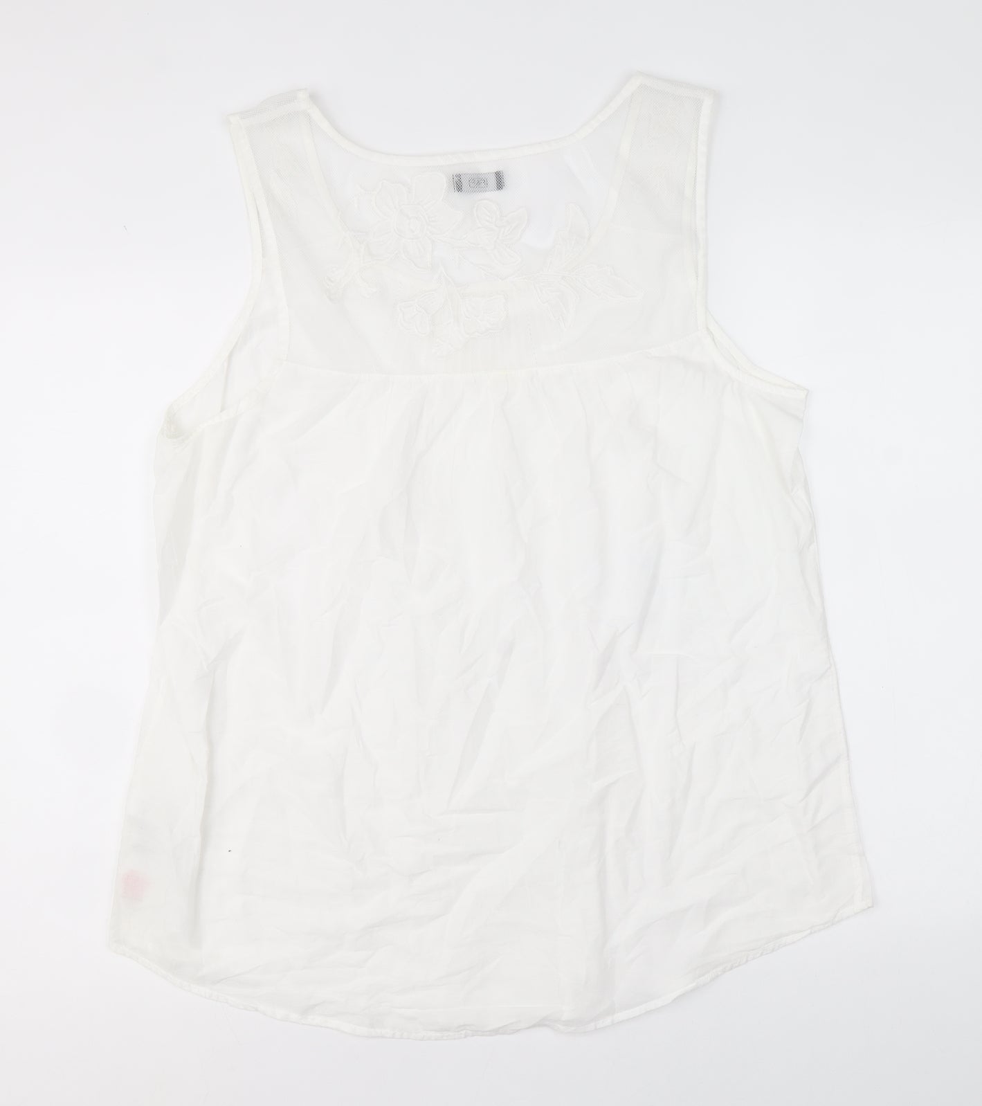 F&F Womens White 100% Cotton Basic Tank Size 18 Scoop Neck