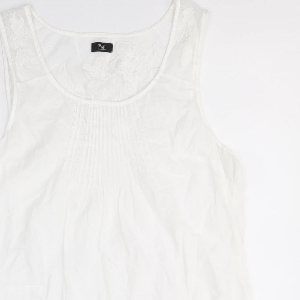 F&F Womens White 100% Cotton Basic Tank Size 18 Scoop Neck