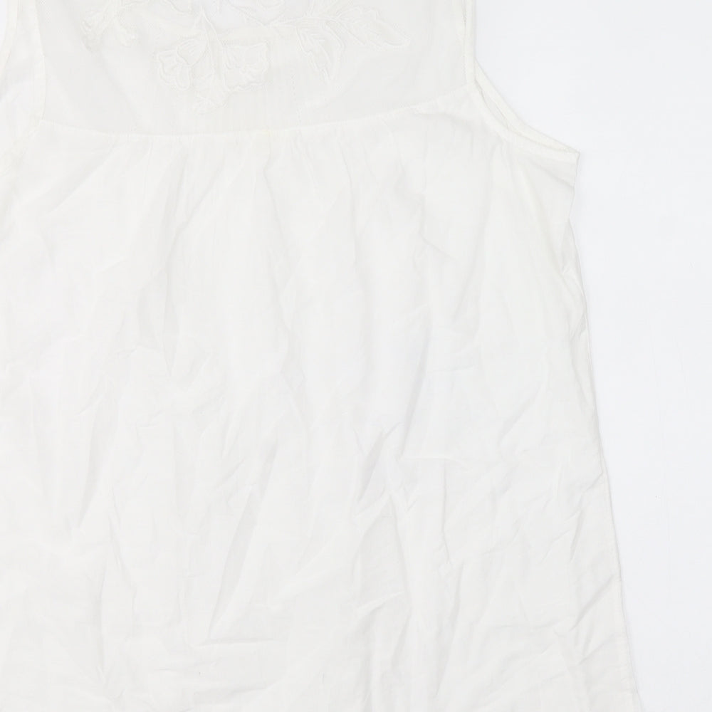 F&F Womens White 100% Cotton Basic Tank Size 18 Scoop Neck
