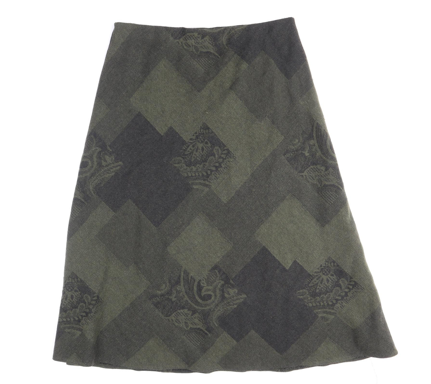 Marks and Spencer Womens Green Geometric Acrylic A-Line Skirt Size 16