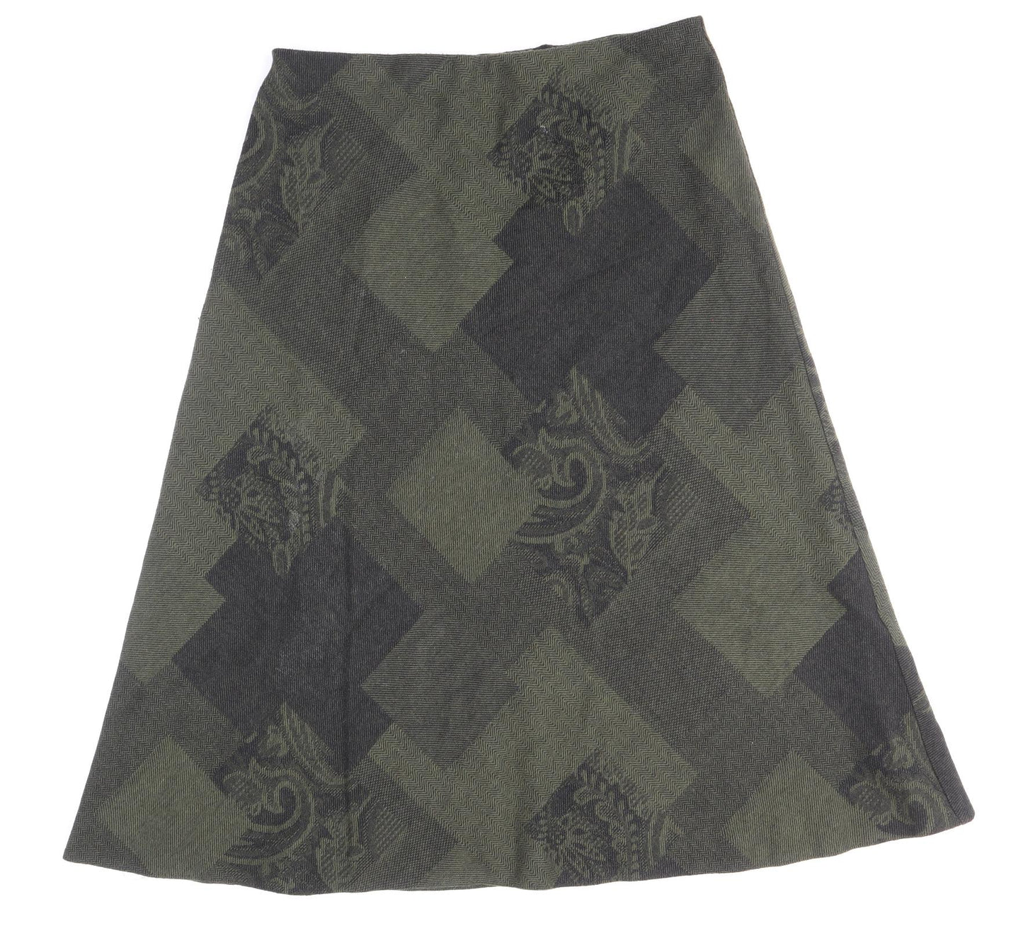 Marks and Spencer Womens Green Geometric Acrylic A-Line Skirt Size 16