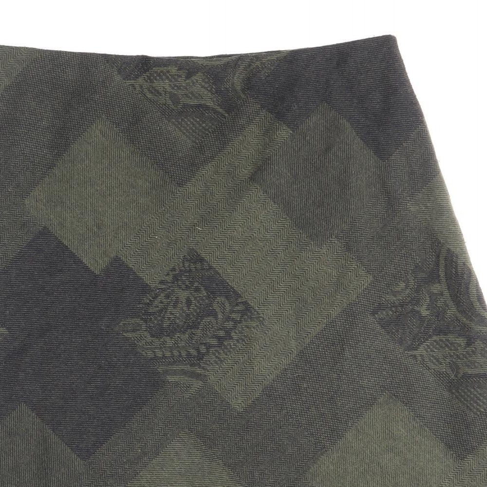 Marks and Spencer Womens Green Geometric Acrylic A-Line Skirt Size 16