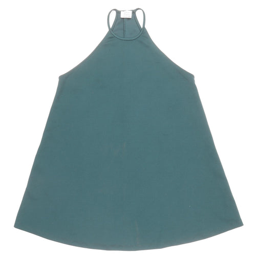Zara Womens Green Polyester Trapeze & Swing Size S Round Neck Pullover