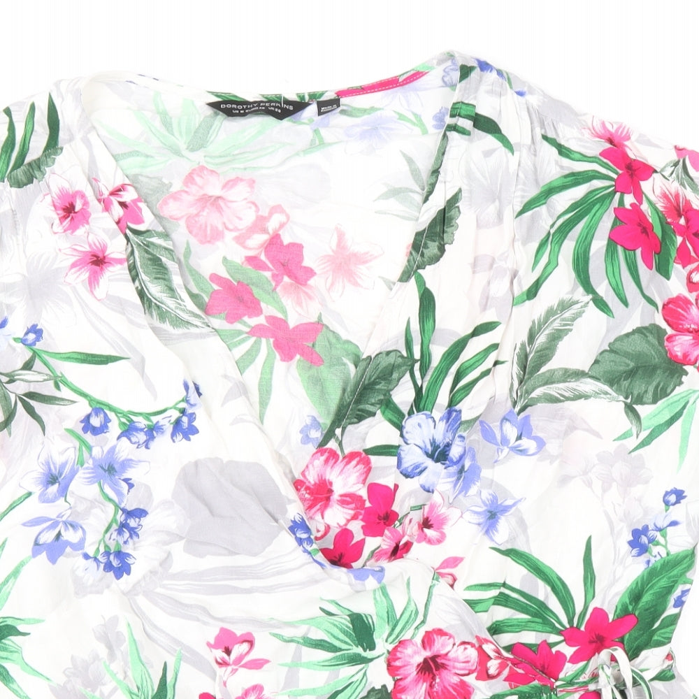 Dorothy Perkins Womens Multicoloured Floral Viscose Basic Blouse Size 20 V-Neck