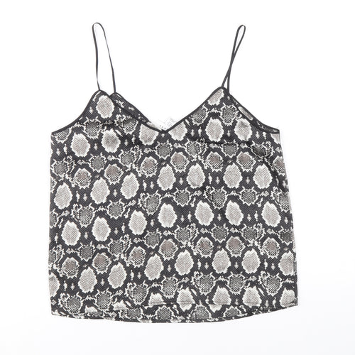 Topshop Womens Grey Animal Print Polyester Camisole Tank Size 8 V-Neck - Snake Skin Print
