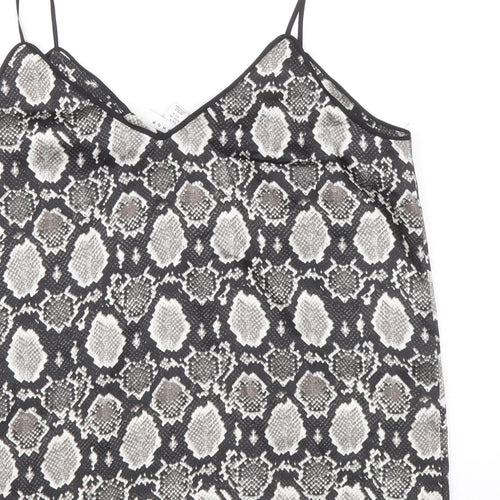 Topshop Womens Grey Animal Print Polyester Camisole Tank Size 8 V-Neck - Snake Skin Print