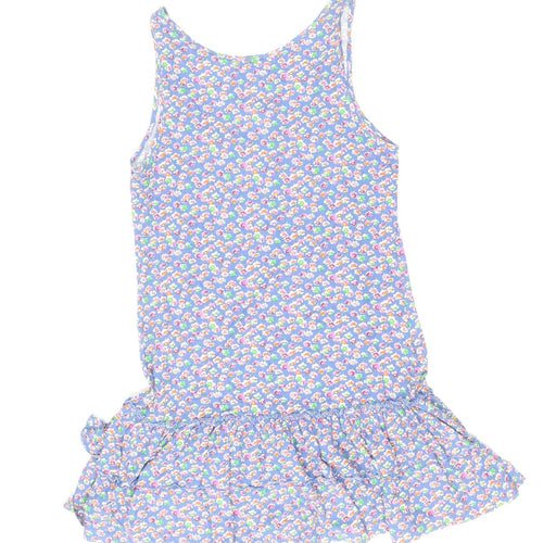 Jack Wills Womens Multicoloured Floral 100% Cotton Tank Dress Size 8 Scoop Neck Pullover