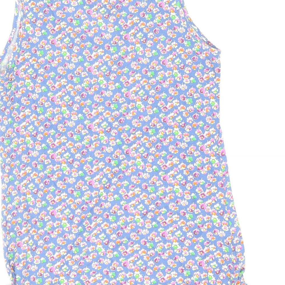 Jack Wills Womens Multicoloured Floral 100% Cotton Tank Dress Size 8 Scoop Neck Pullover