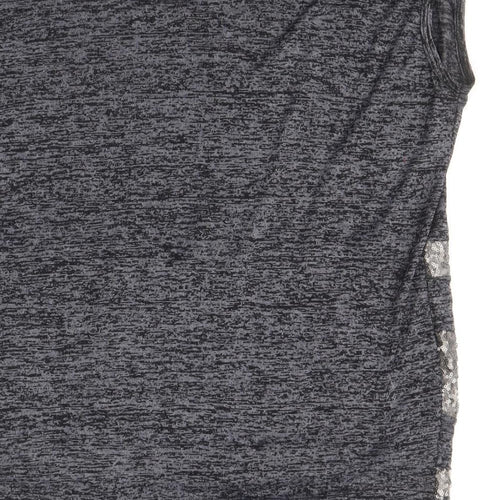 Tricotonic Womens Grey Cotton Basic Blouse Size L Scoop Neck - Size L-XL