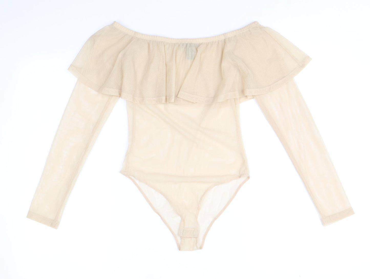 FOREVER 21 Womens Beige Polyester Bodysuit One-Piece Size S Snap
