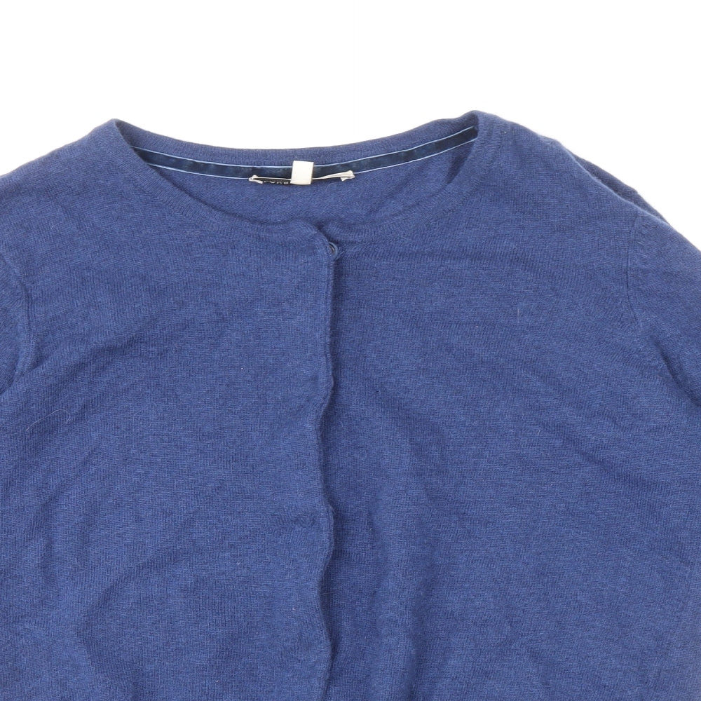 Laura Ashley Womens Blue Round Neck Wool Cardigan Jumper Size 14