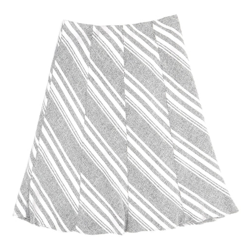Marks and Spencer Womens Grey Geometric Polyester A-Line Skirt Size 10
