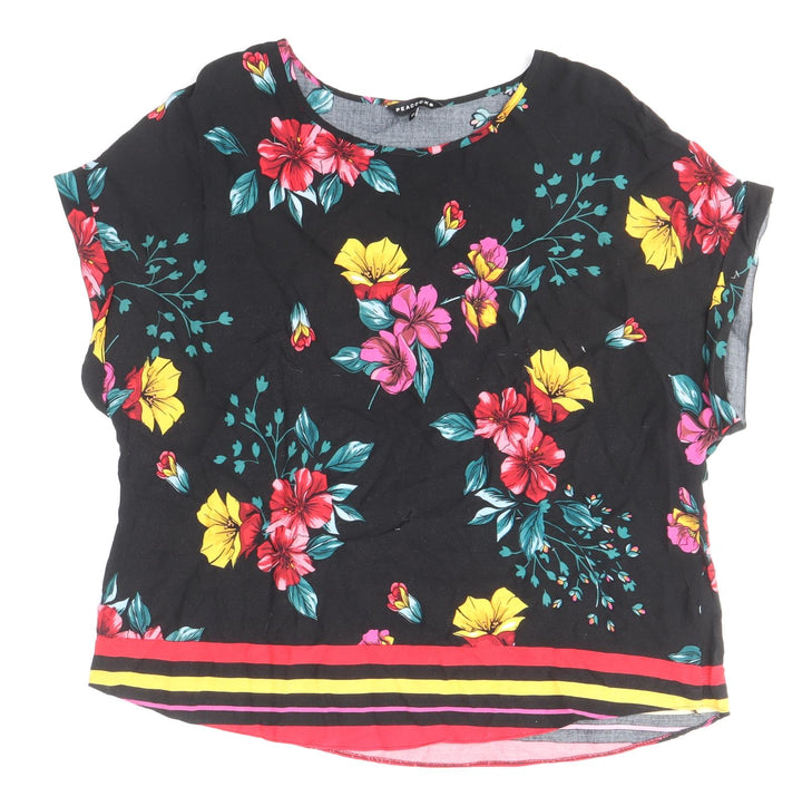 Peacocks Womens Multicoloured Floral Viscose Basic Blouse Size 12 Scoop Neck