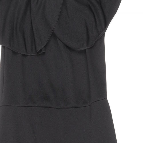 PRETTYLITTLETHING Womens Black Herringbone Polyester Mermaid Size 12 Off the Shoulder Pullover