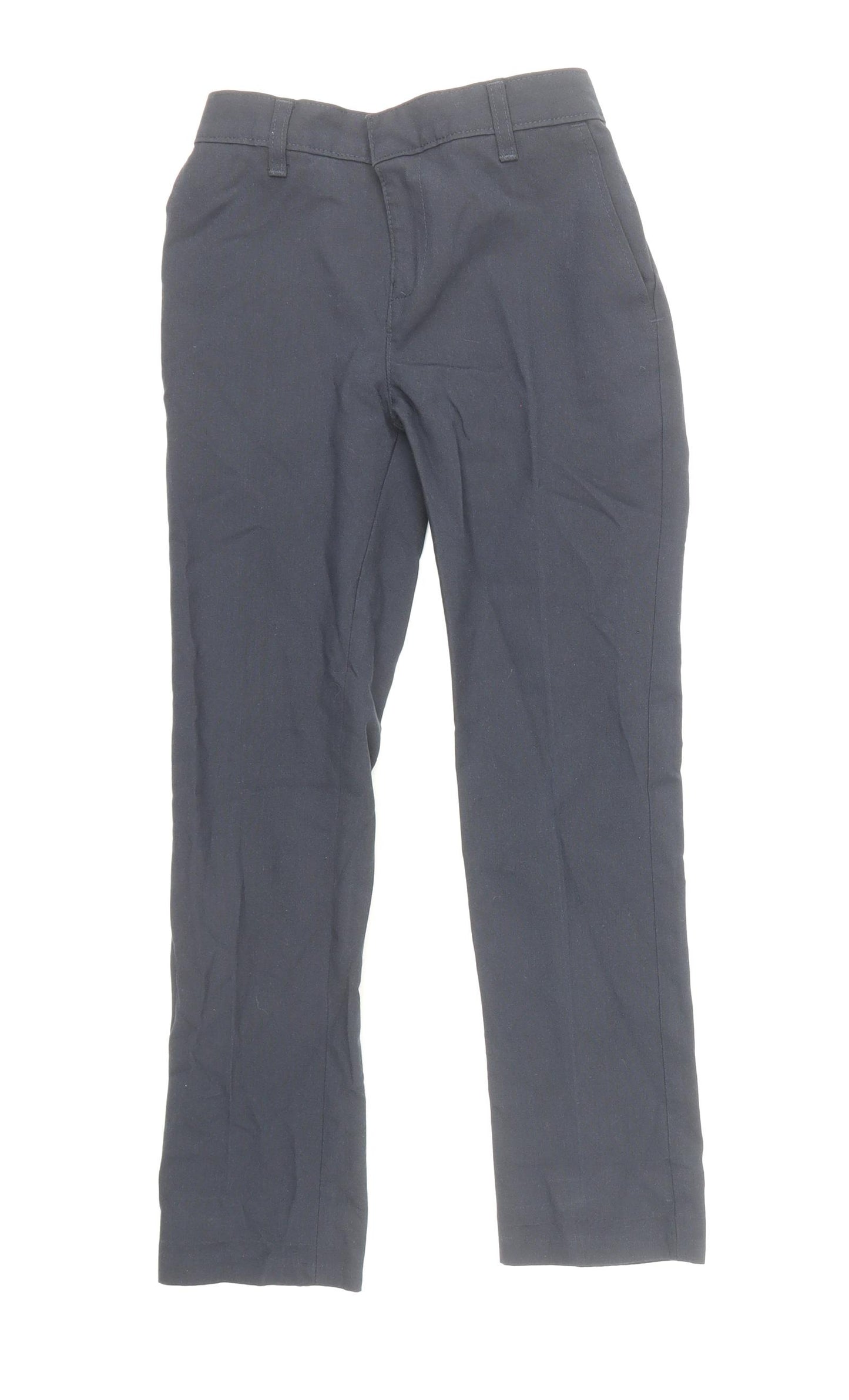 Marks and Spencer Boys Blue Polyester Chino Trousers Size 7-8 Years Regular Zip