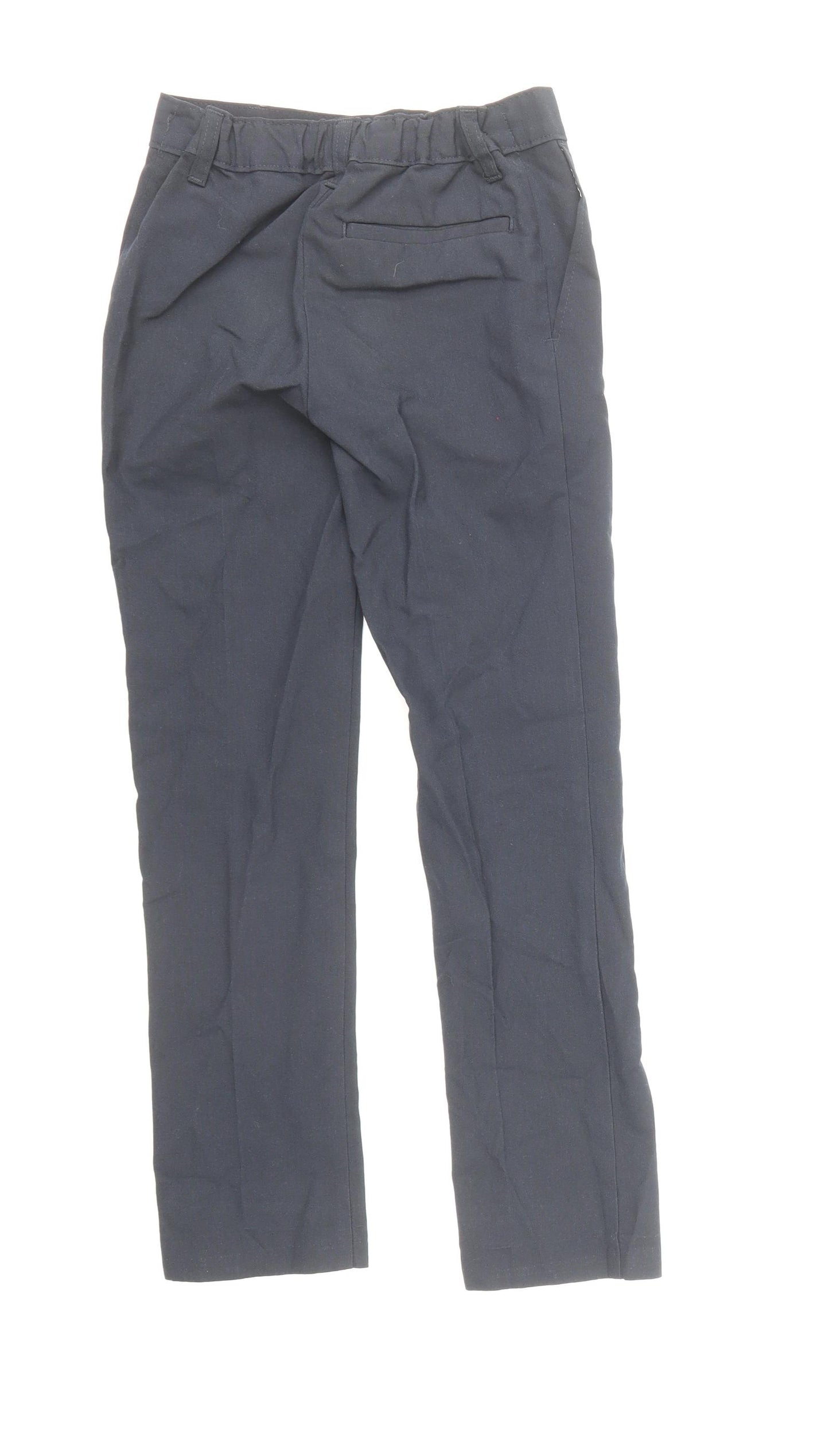 Marks and Spencer Boys Blue Polyester Chino Trousers Size 7-8 Years Regular Zip