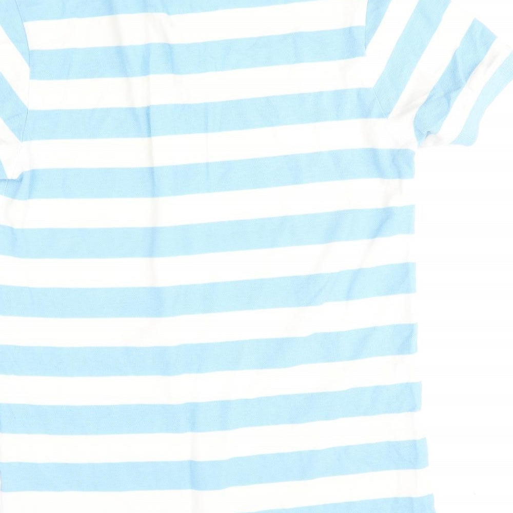 Jack Wills Mens Blue Striped 100% Cotton Polo Size S Collared Button