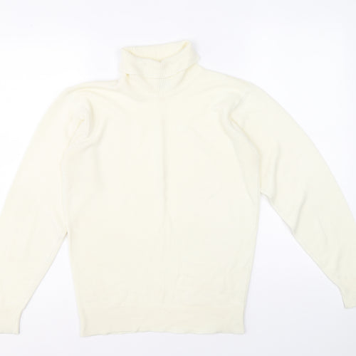 Czarina Womens Ivory Roll Neck Acrylic Pullover Jumper Size 12