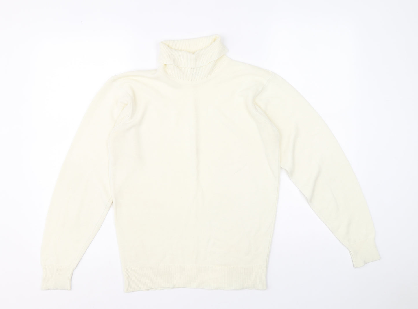 Czarina Womens Ivory Roll Neck Acrylic Pullover Jumper Size 12