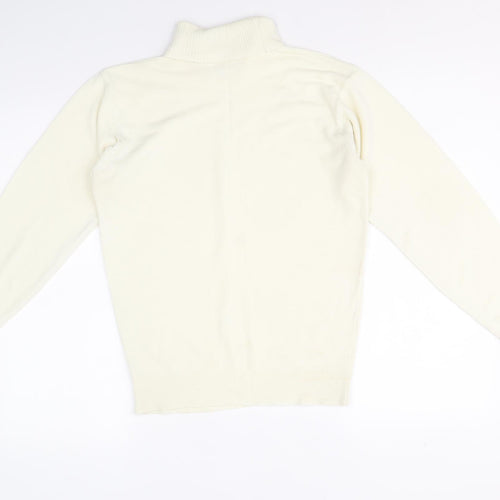 Czarina Womens Ivory Roll Neck Acrylic Pullover Jumper Size 12