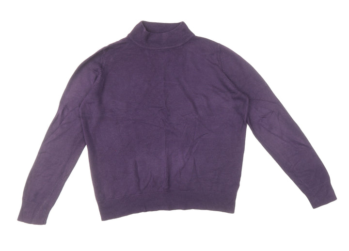 Marks and Spencer Womens Purple Mock Neck Acrylic Pullover Jumper Size 12