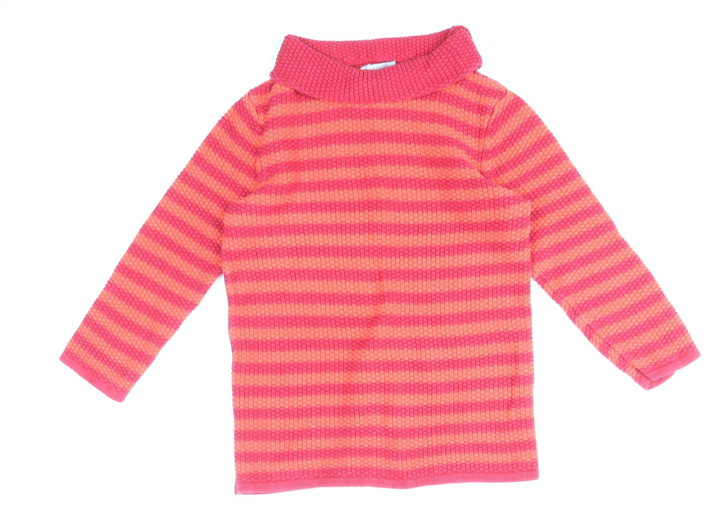 Hobbs Womens Multicoloured Roll Neck Striped 100% Cotton Pullover Jumper Size S