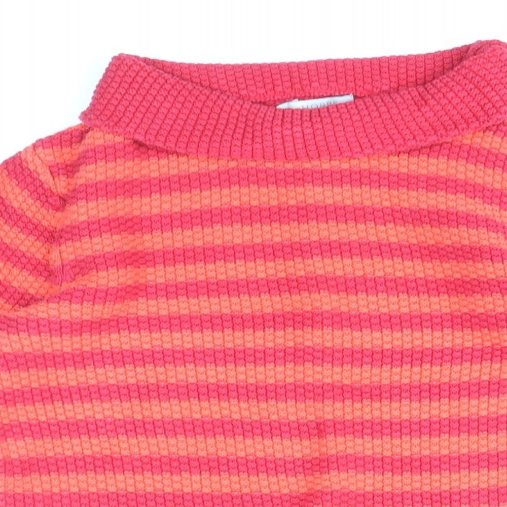 Hobbs Womens Multicoloured Roll Neck Striped 100% Cotton Pullover Jumper Size S