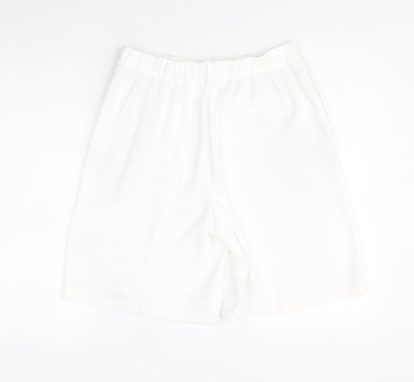Marks and Spencer Womens White Polyester Chino Shorts Size 12 Regular Pull On