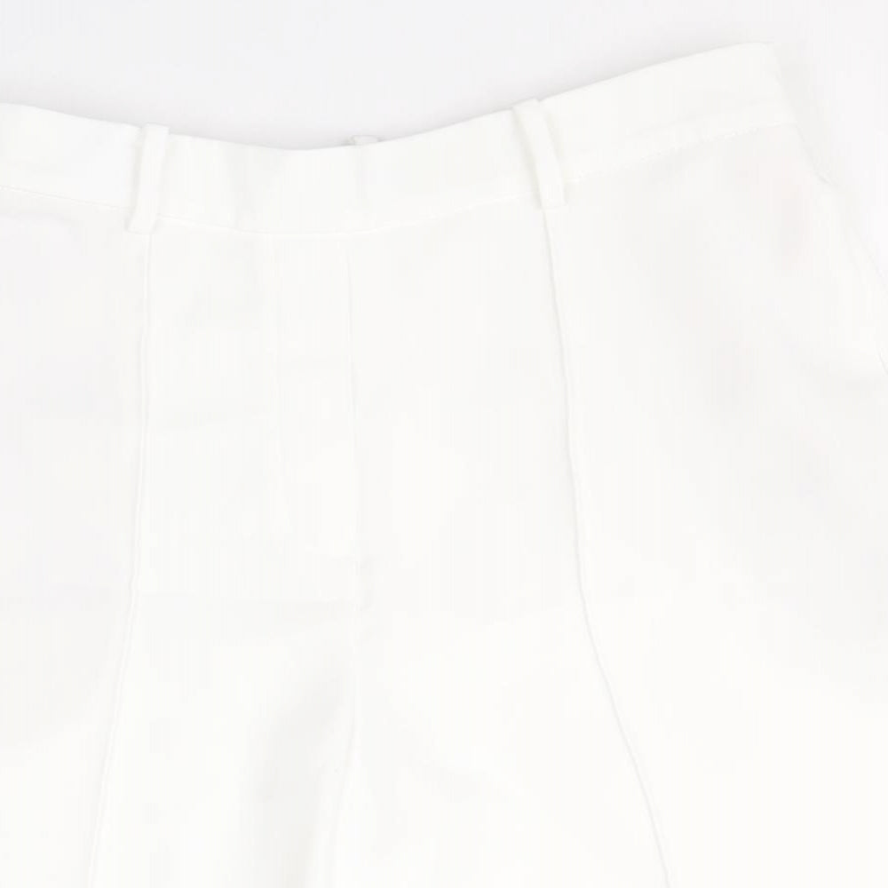 Marks and Spencer Womens White Polyester Chino Shorts Size 12 Regular Pull On