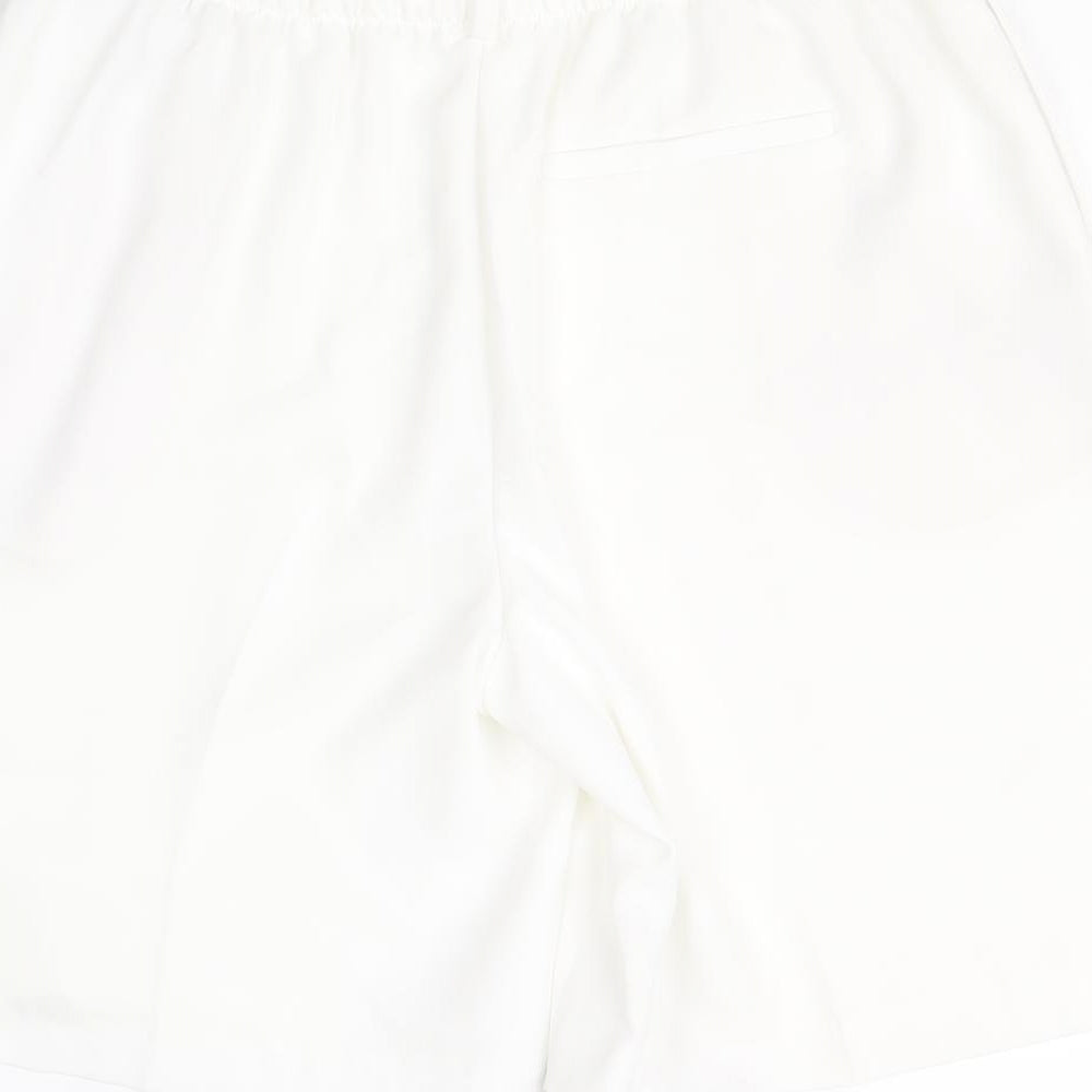 Marks and Spencer Womens White Polyester Chino Shorts Size 12 Regular Pull On