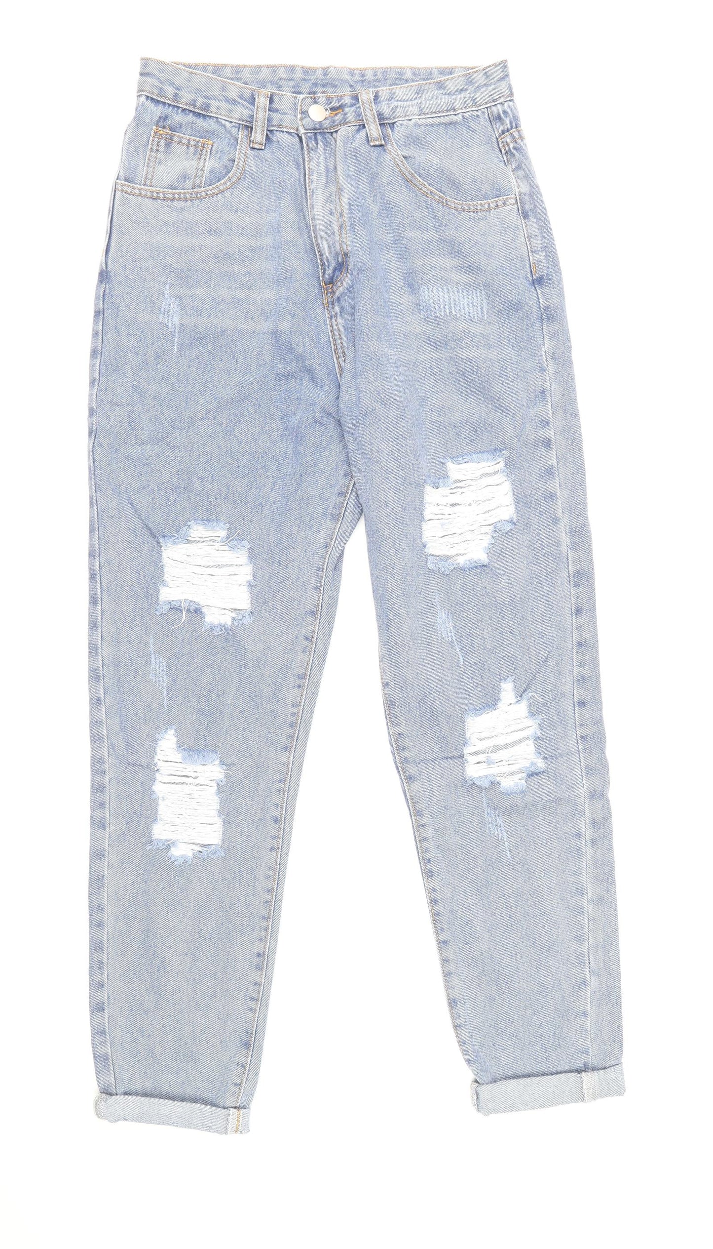 SheIn Womens Blue Cotton Straight Jeans Size M Regular Zip