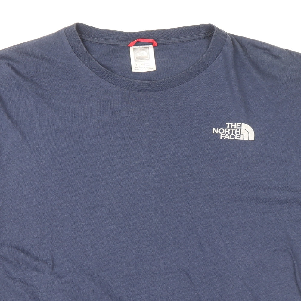 The North Face Mens Blue Cotton T-Shirt Size M Round Neck
