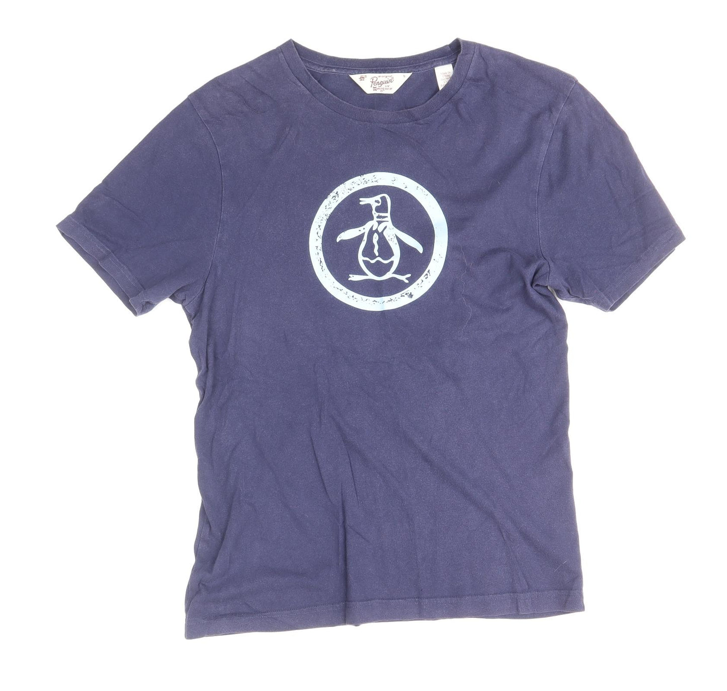 Original Penguin Mens Blue Cotton T-Shirt Size S Round Neck