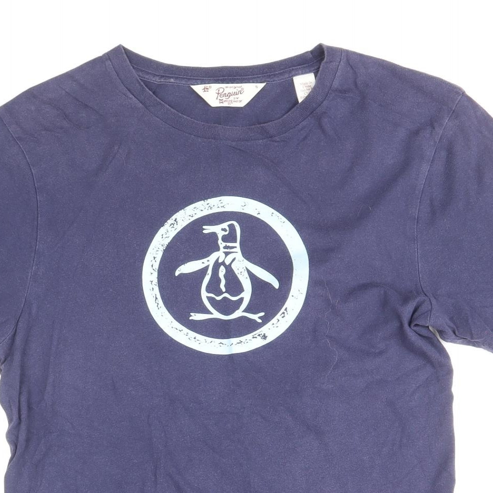 Original Penguin Mens Blue Cotton T-Shirt Size S Round Neck