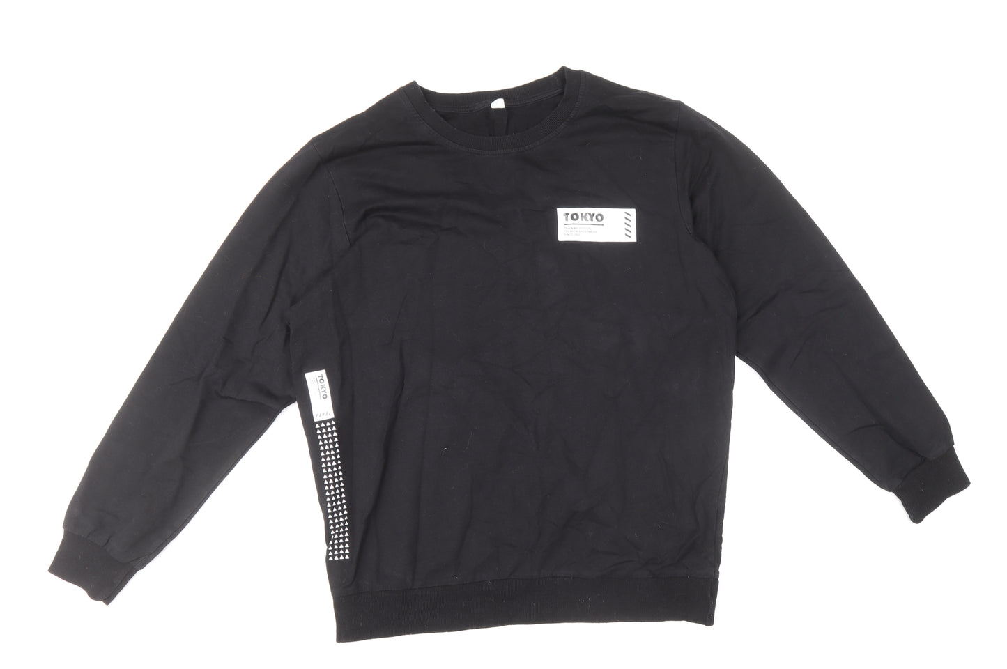 SheIn Womens Black 100% Cotton Pullover Sweatshirt Size L Pullover