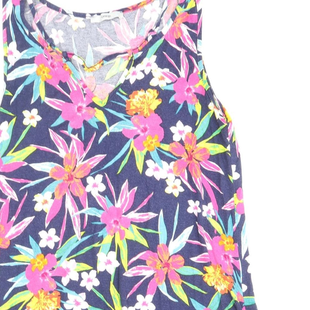 George Womens Multicoloured Floral Viscose Basic Tank Size 10 V-Neck