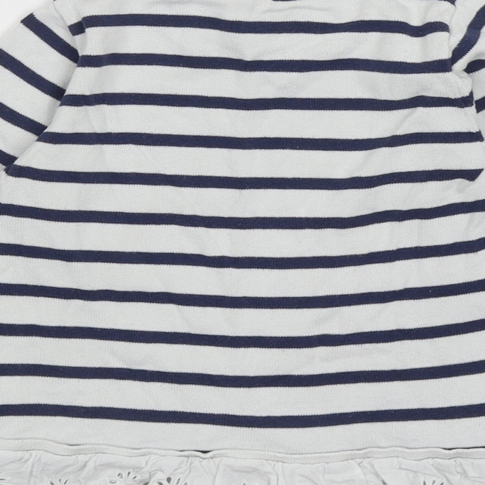 Matalan Girls Blue Round Neck Striped Cotton Pullover Jumper Size 4-5 Years Pullover