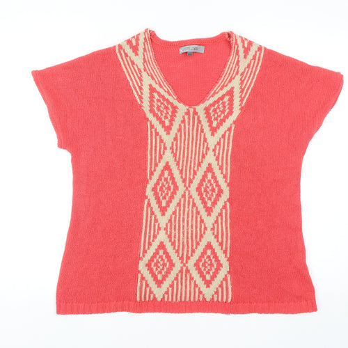 Cellbes Womens Red V-Neck Cotton Pullover Jumper Size 12