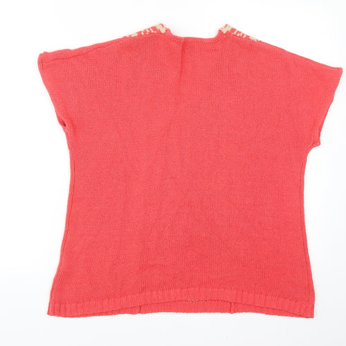 Cellbes Womens Red V-Neck Cotton Pullover Jumper Size 12