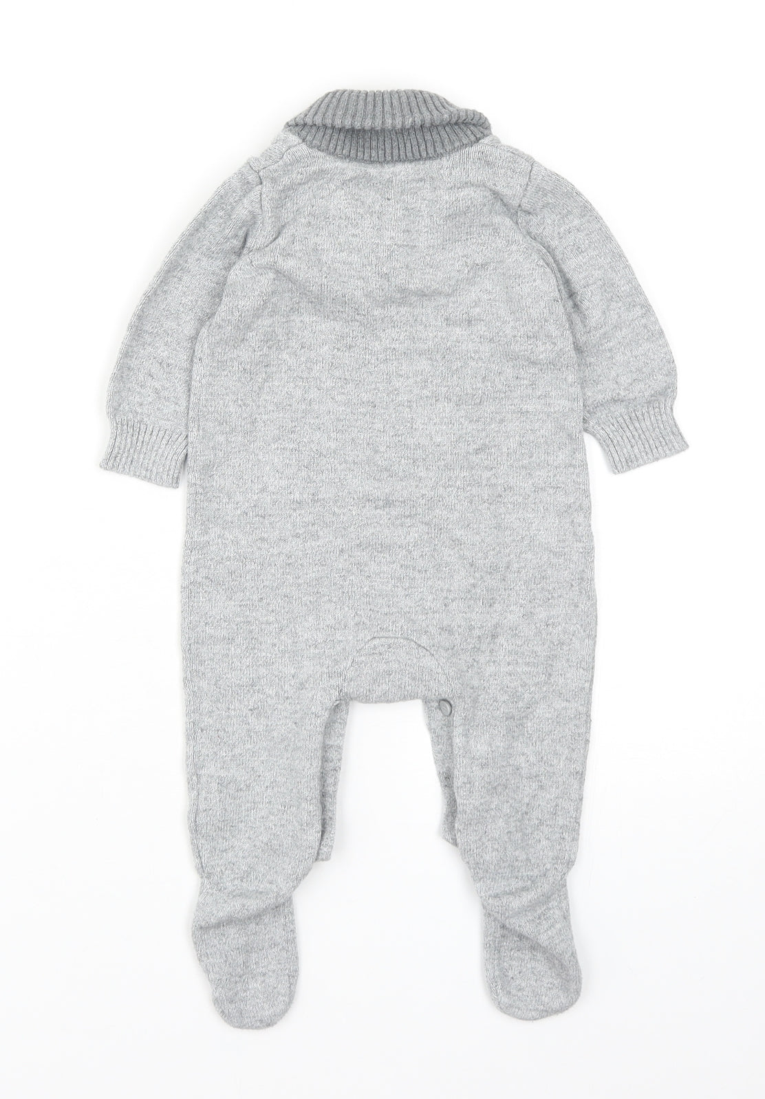 Mothercare Baby Grey Cotton Babygrow One-Piece Size 3-6 Months Button