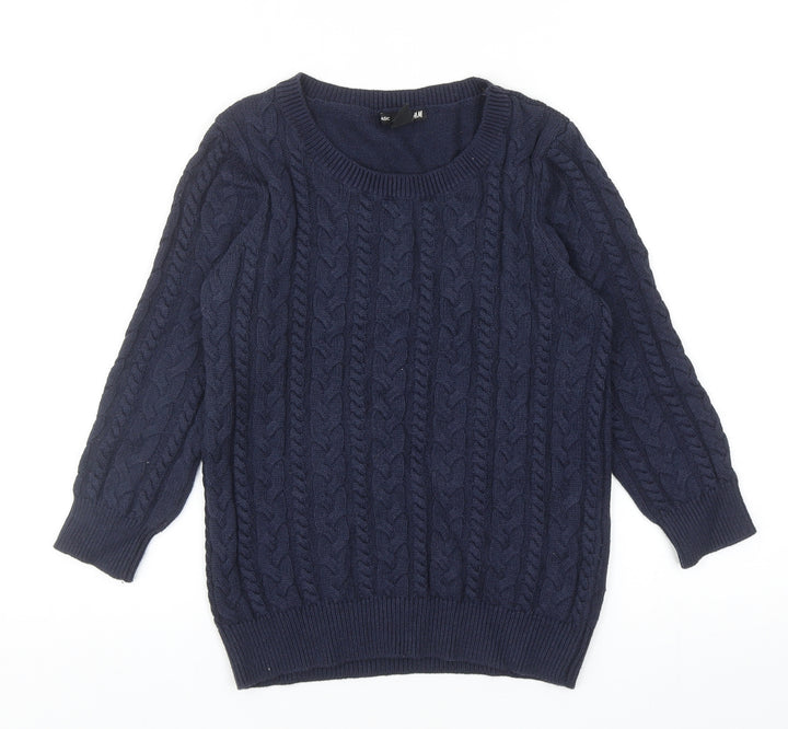 H&M Womens Blue Round Neck Polyamide Pullover Jumper Size XS