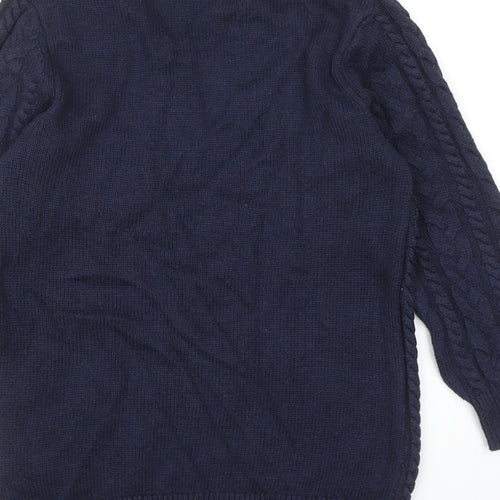 H&M Womens Blue Round Neck Polyamide Pullover Jumper Size XS